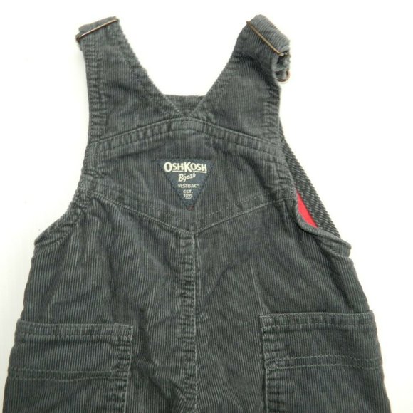 3 Months Grey Corduroy Jersey Lined Overalls - Picture 8 of 9